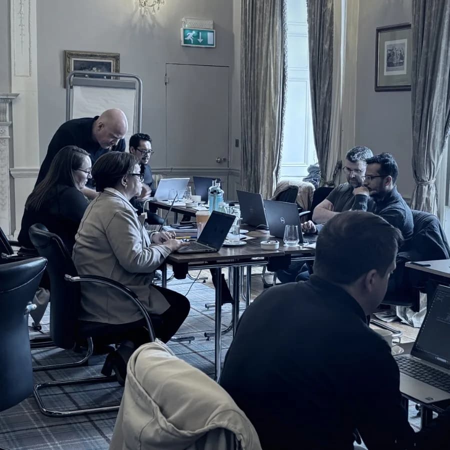 Developer building AI prototype during the workshop