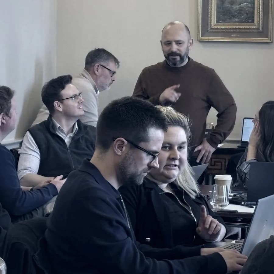 Team discussion during a ThoughtFox AI workshop